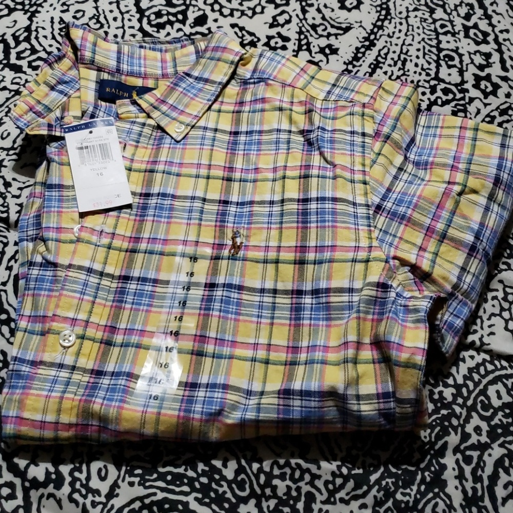 Ralph Lauren Polo multi-colored Oxford long sleev